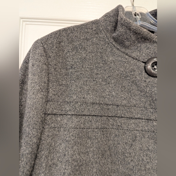 Jones New York Women's Stand-Collar gray pea soft cozy warm wool midi Coat sz 6 - Picture 3 of 10